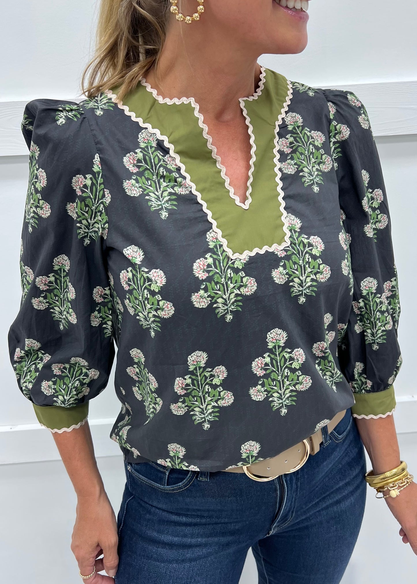 Charmed Print V.Neck Top