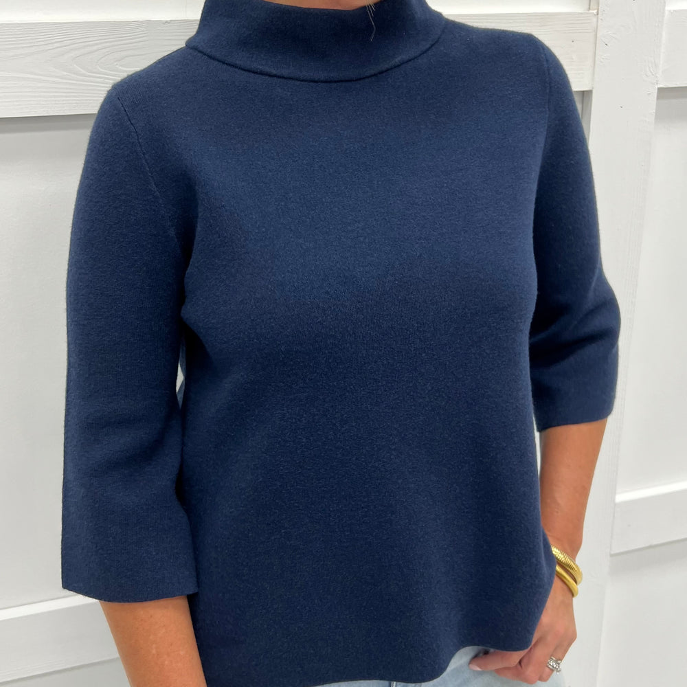 Estelle Navy Mock Neck Sweater