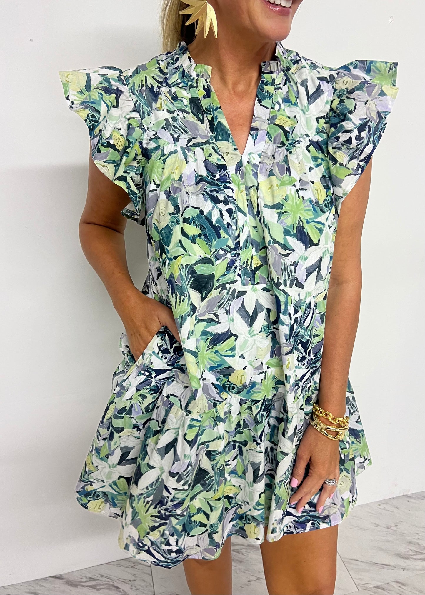 Garden Green Floral Dress