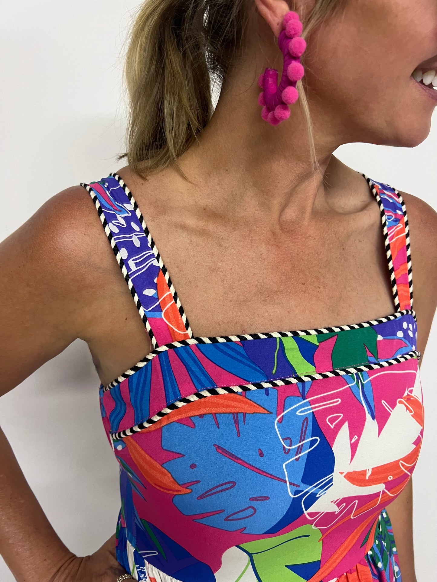 Colorful Oasis Palm Print Dress-FINAL SALE – shop chartreuse