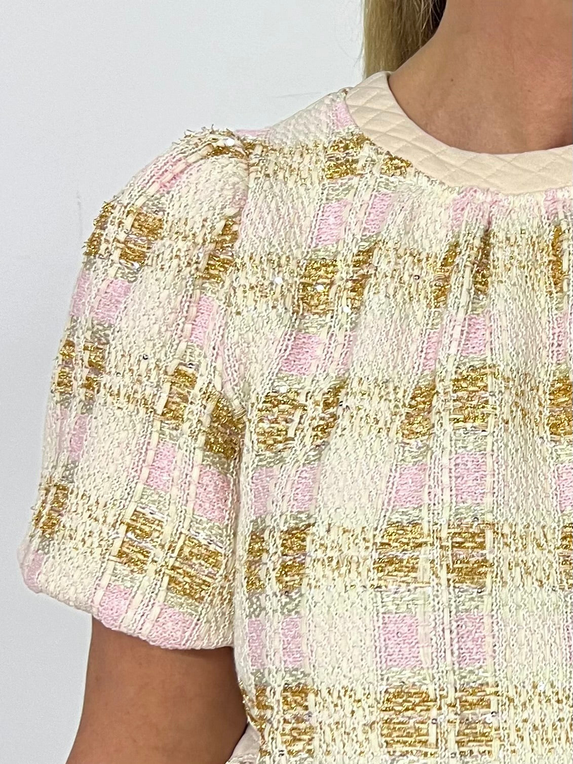 Bubbly Pink Tweed Top