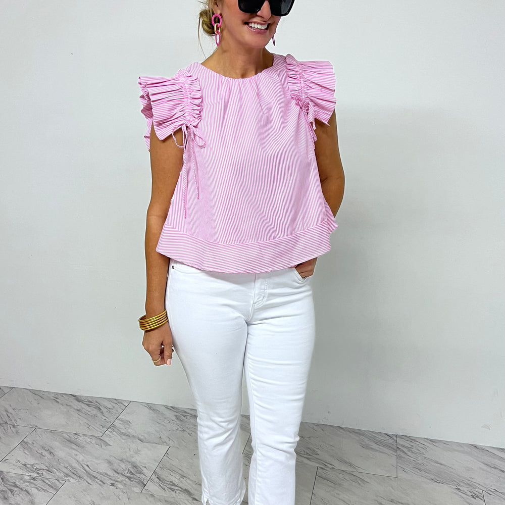 Madison Pink Pinstripe Top- FINAL SALE