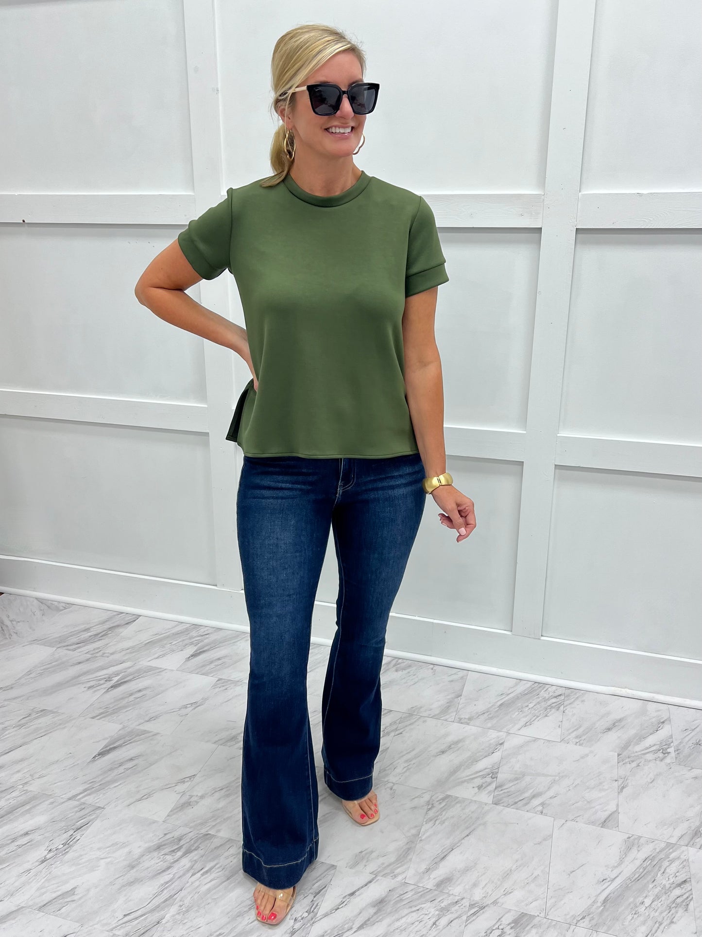 Gal On The Go Scuba Top (Olive)
