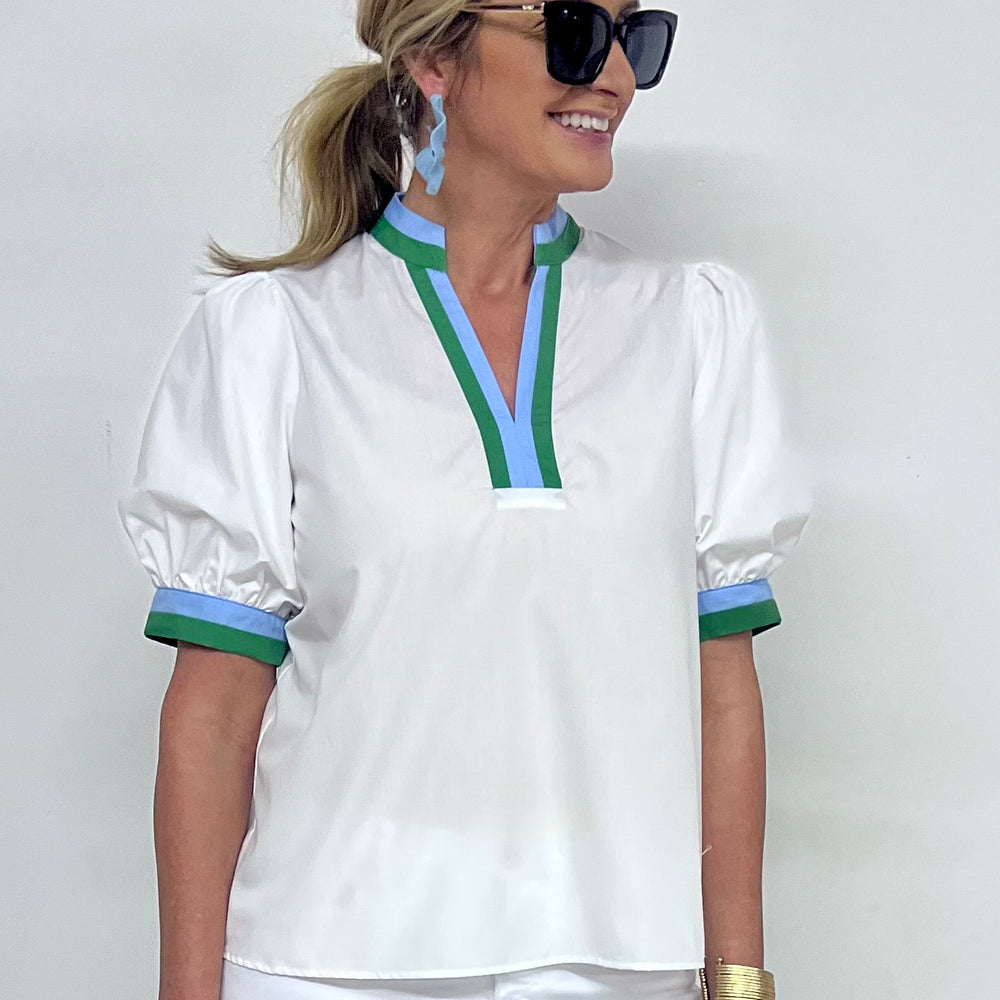 
                  
                    Can't Forget You Stripe Detail Top (White)
                  
                