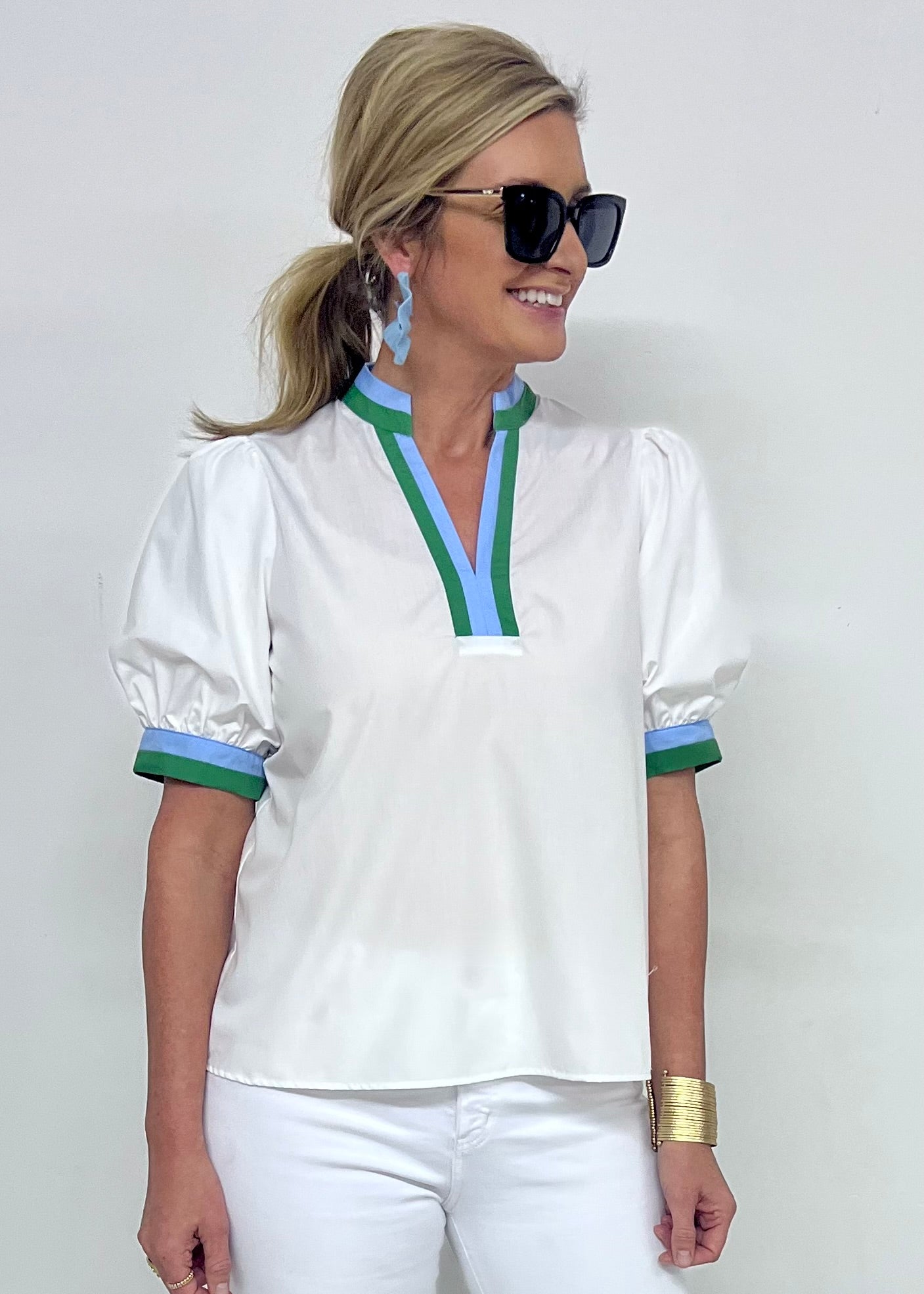 Can't Forget You Stripe Detail Top (White)