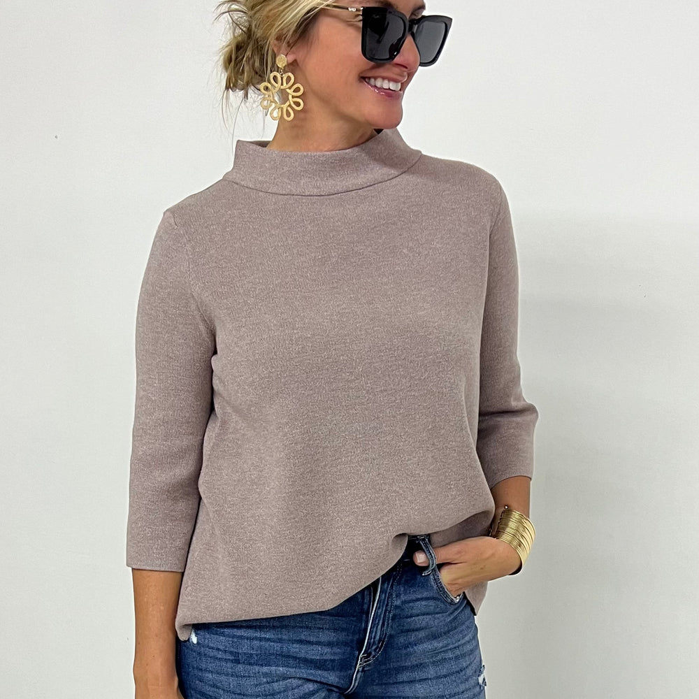 
                      
                        Estelle Mocha Mock Neck Sweater
                      
                    