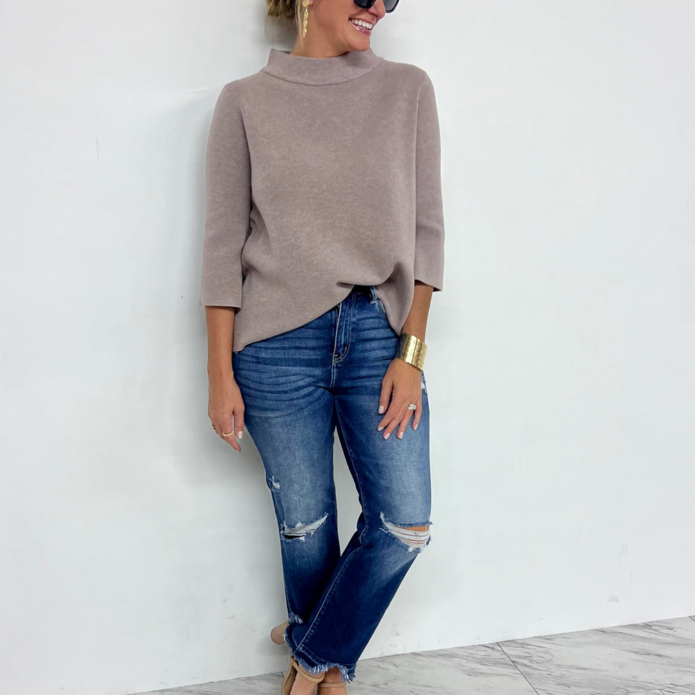 Estelle Mocha Mock Neck Sweater