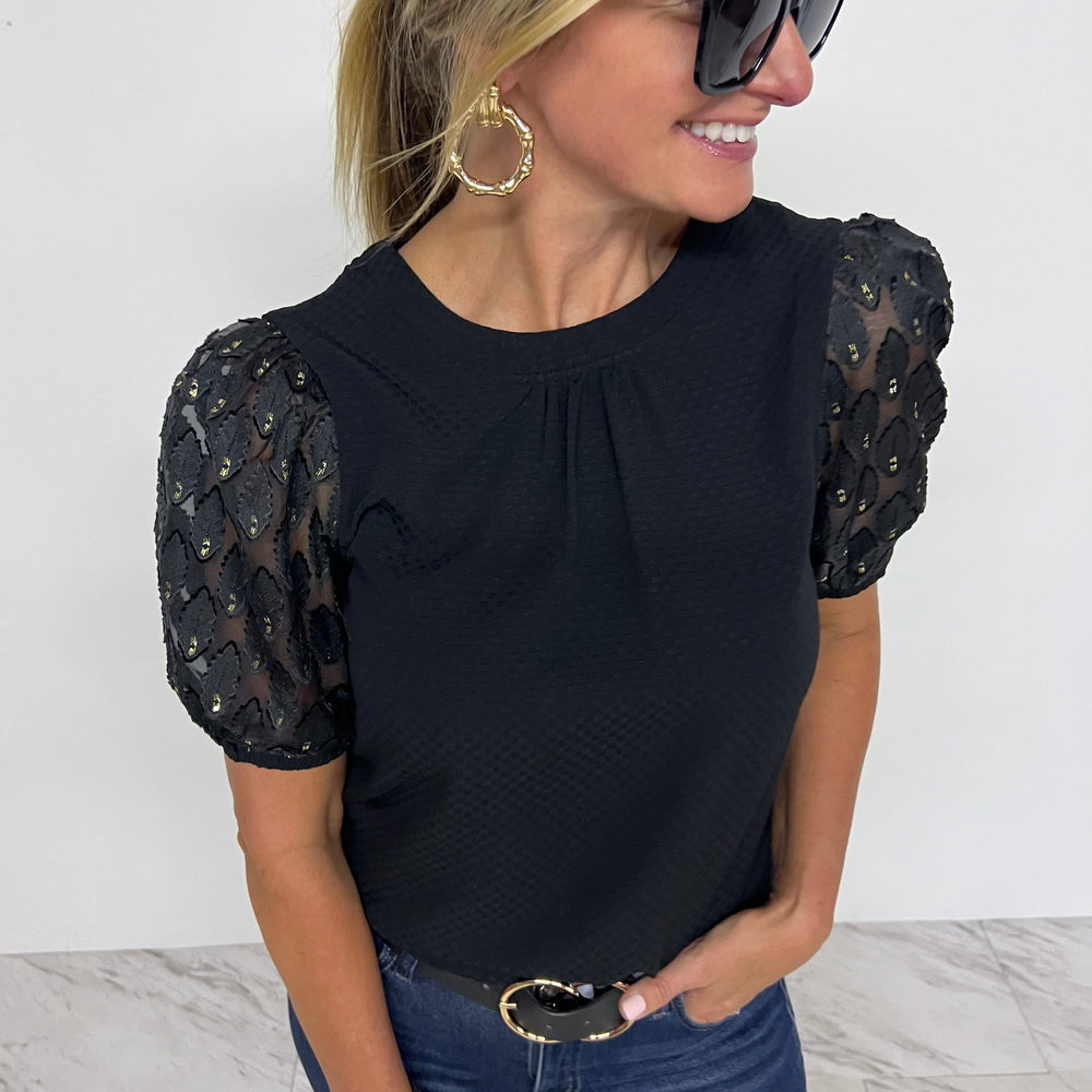 Finley Feather Puff Sleeve Top