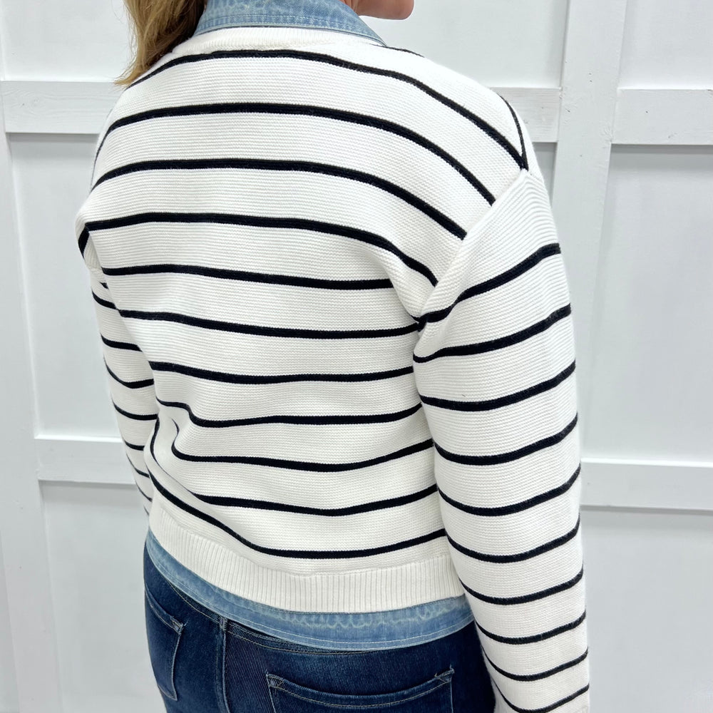 
                  
                    Kellan Stripe + Denim Cardigan
                  
                