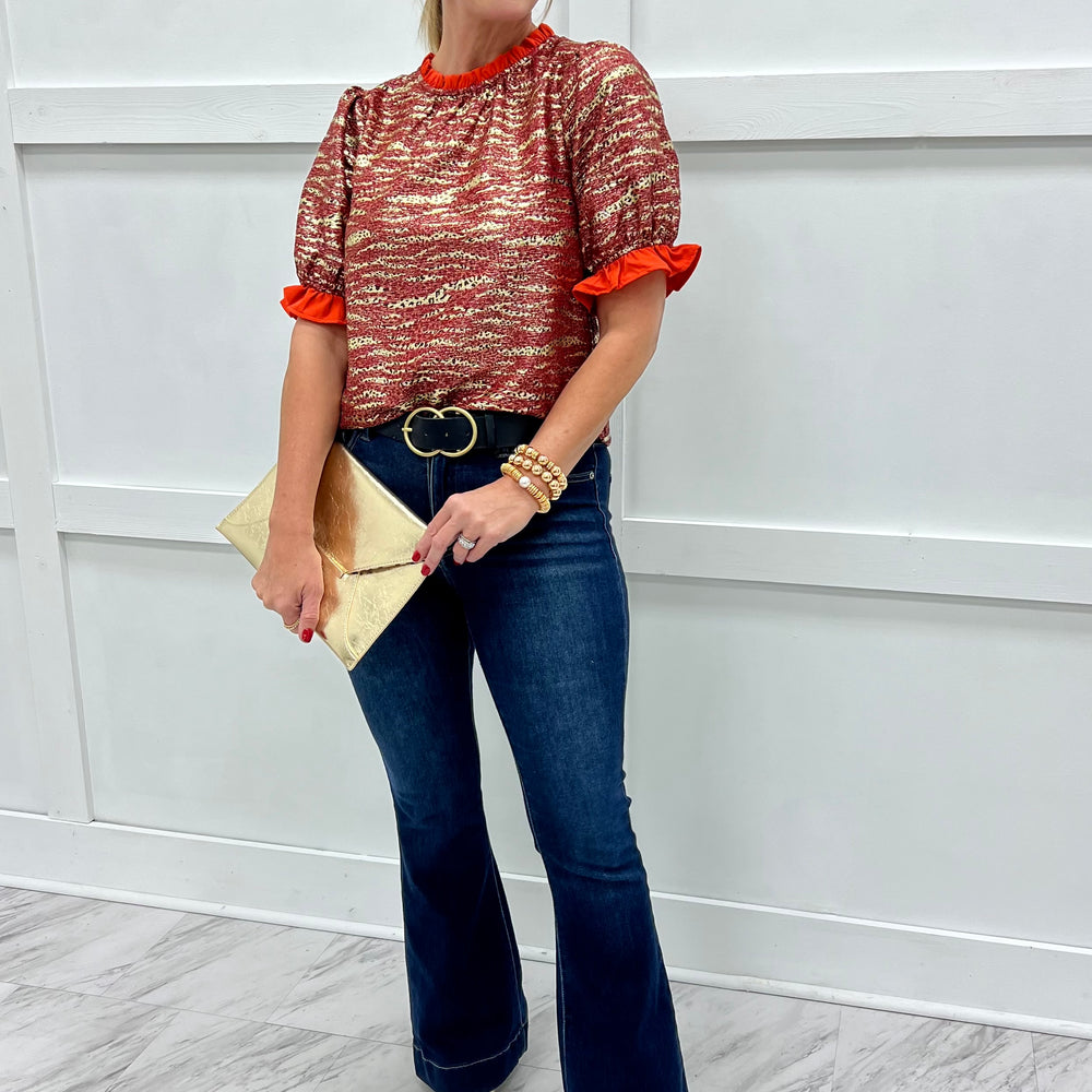 This Moment Metallic Textured Top