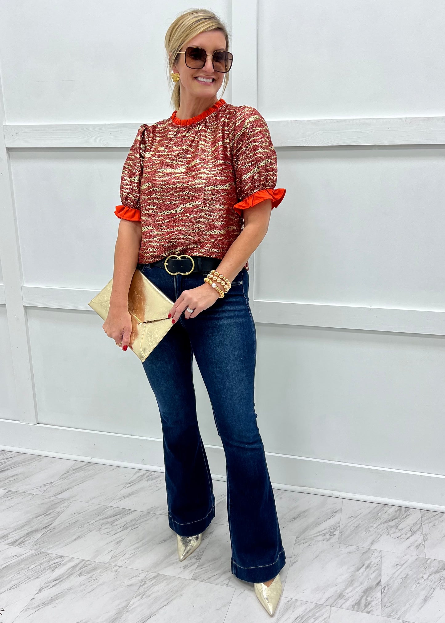 This Moment Metallic Textured Top