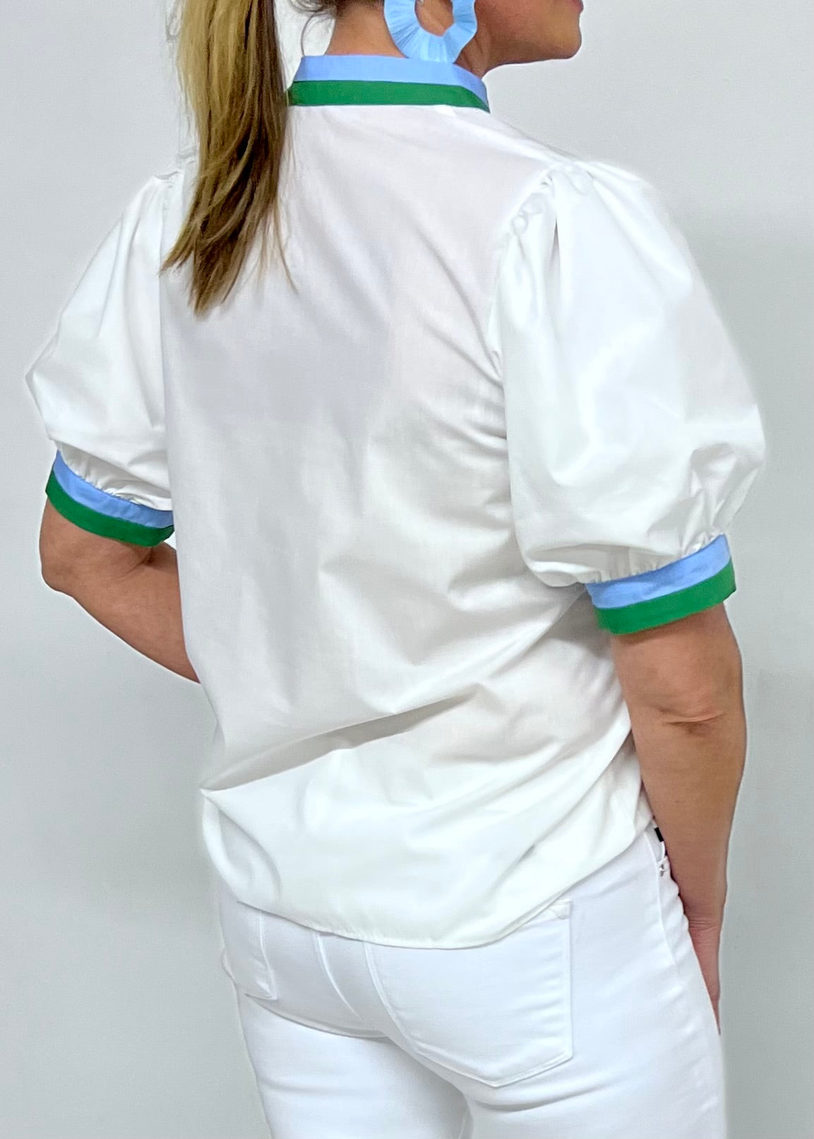 Can't Forget You Stripe Detail Top (White)