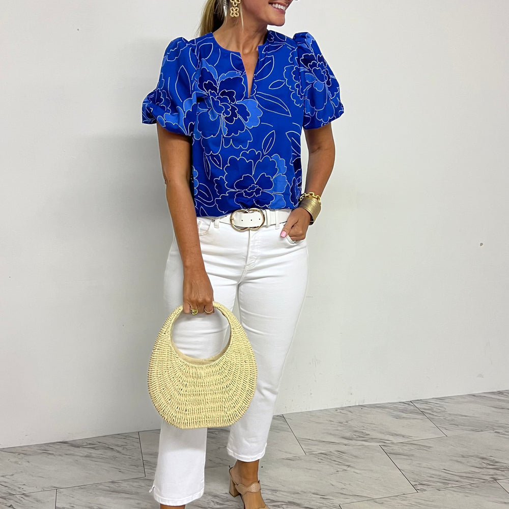 Maris Blue Floral Top