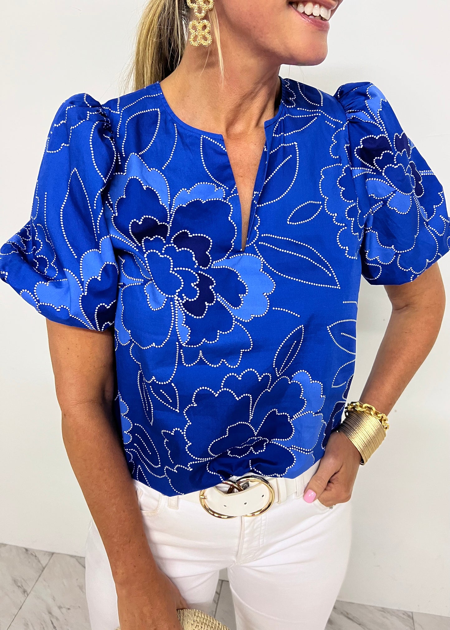 Maris Blue Floral Top