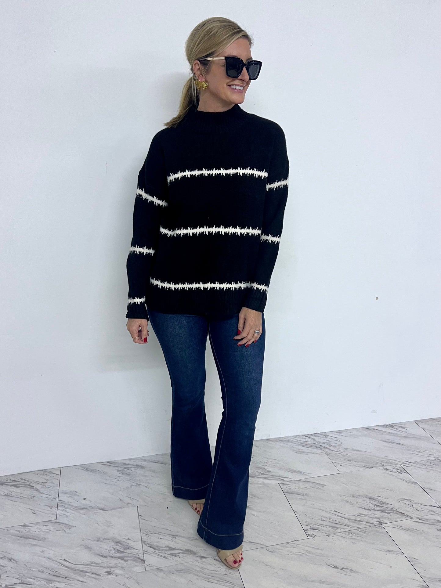 Adler Black Mock Neck Sweater