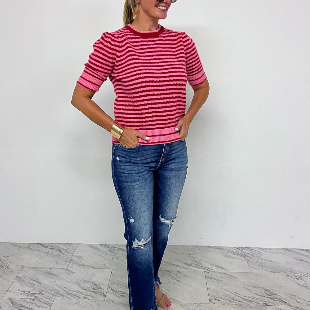 Skyline Stripe Sweater (Red) - FINAL SALE