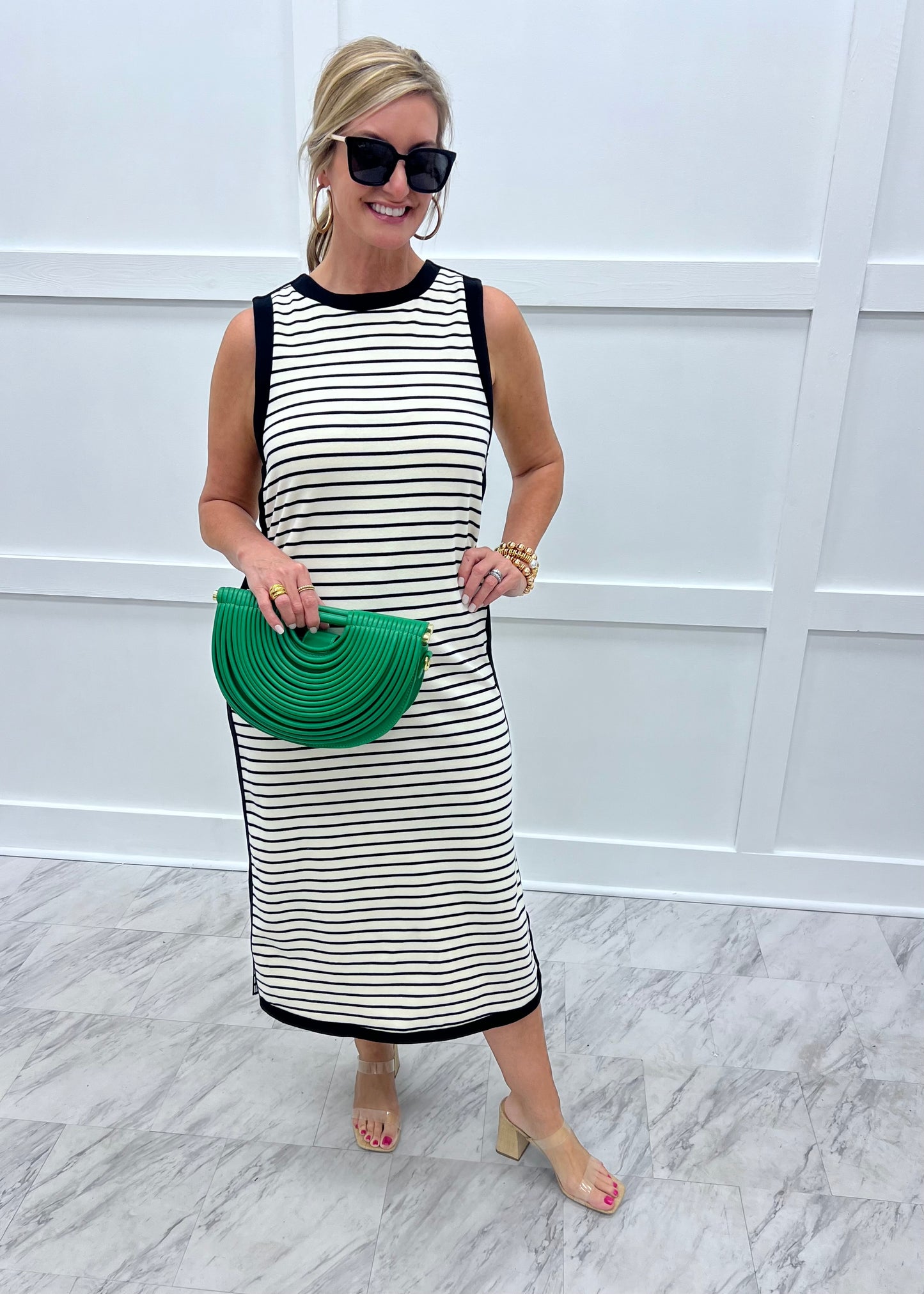 Line By Line Stripe Midi Dress-FINAL SALE - Small Line By Line Stripe Midi Dress-FINAL SALE - Small