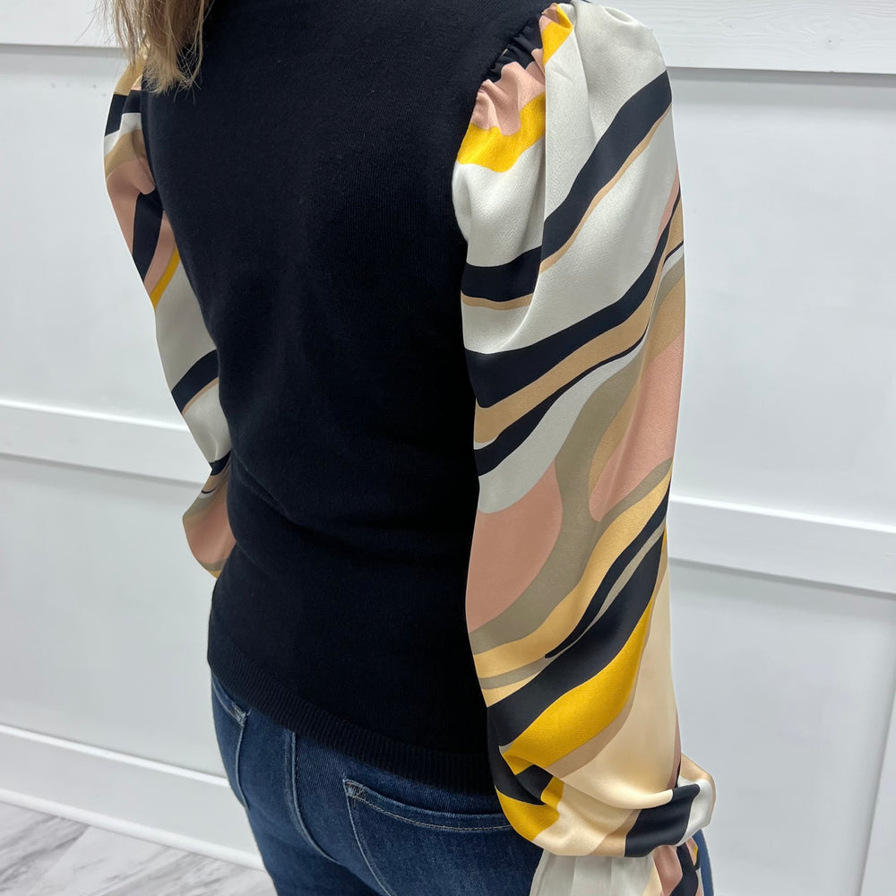 
                  
                    Scout Black + Print Sleeve Top
                  
                