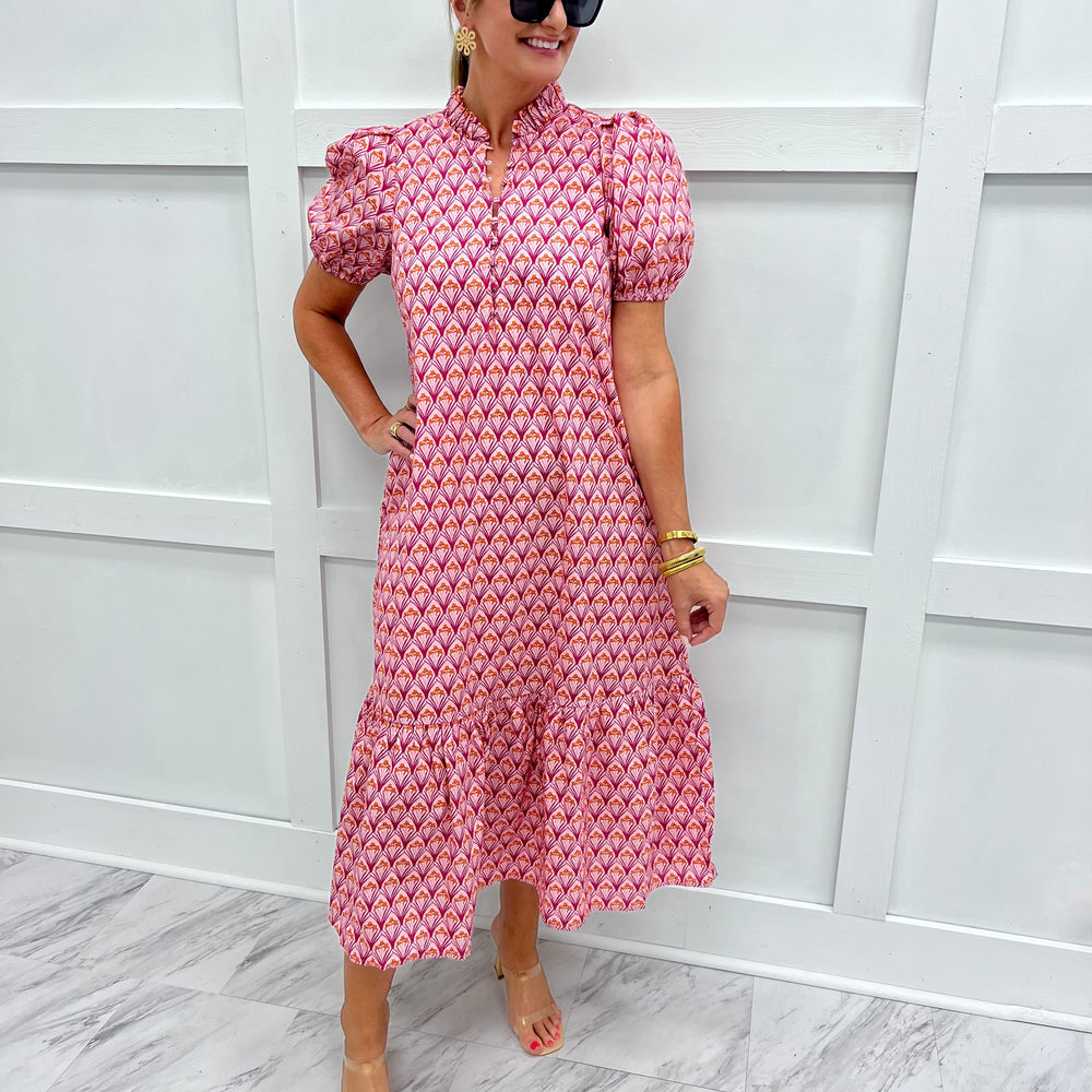 Penny Pink Print Midi Dress