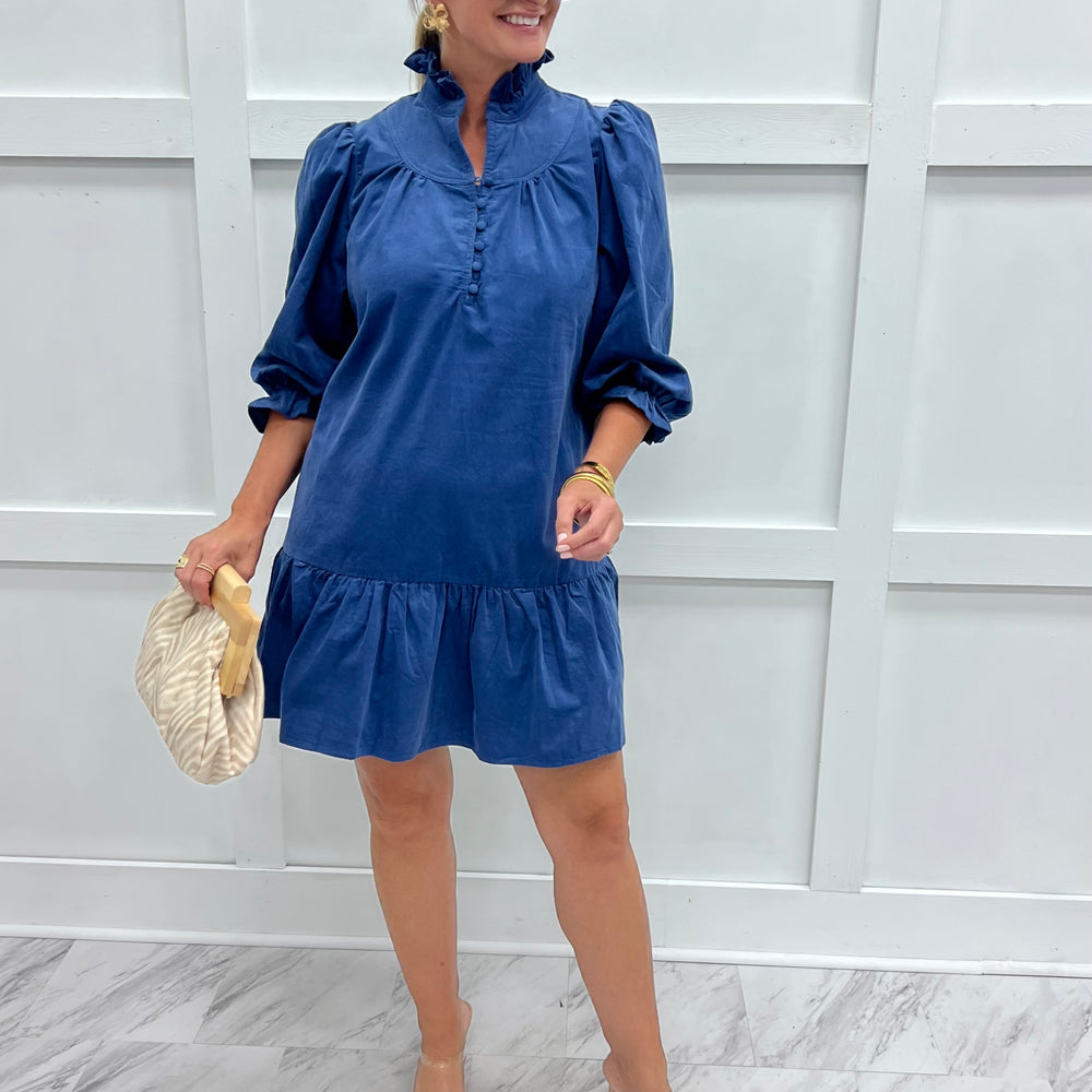 Arden Blue Corduroy Dress