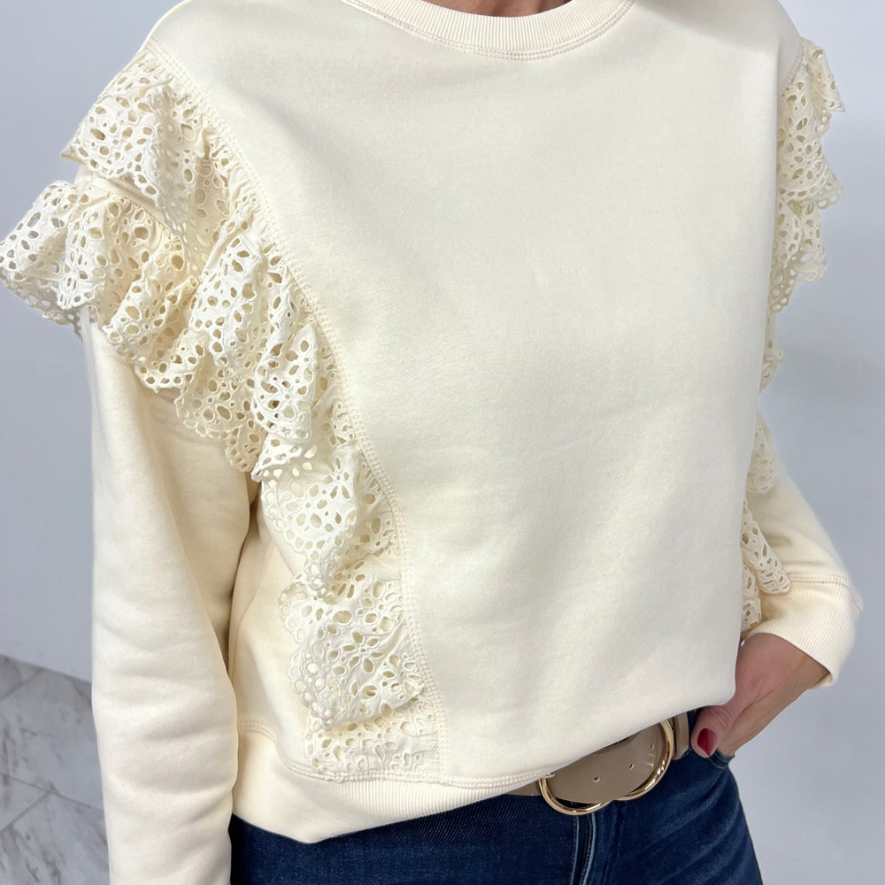 Merritt Eyelet Sweatshirt (Cream)