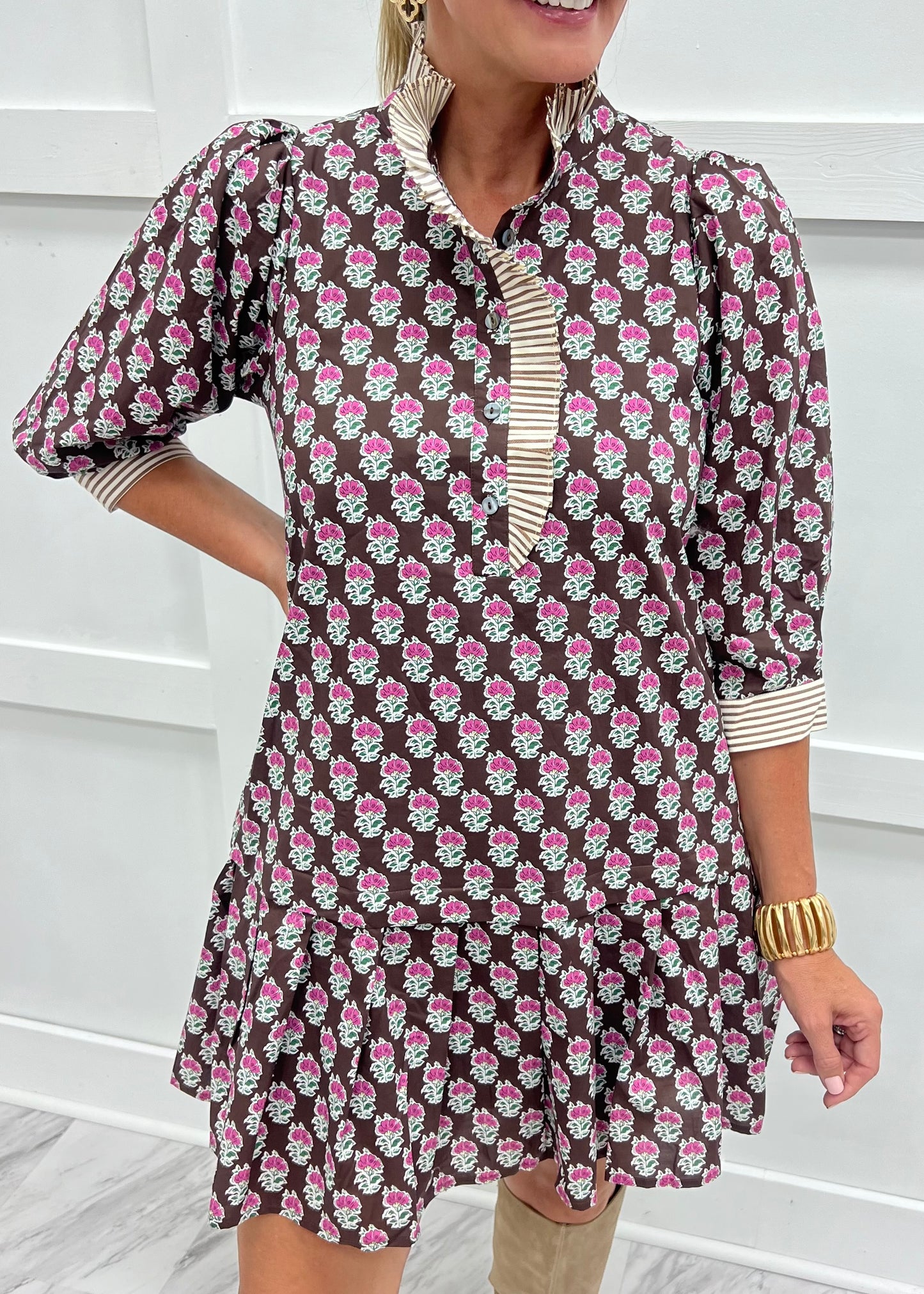 Burke Flower + Stripe Dress
