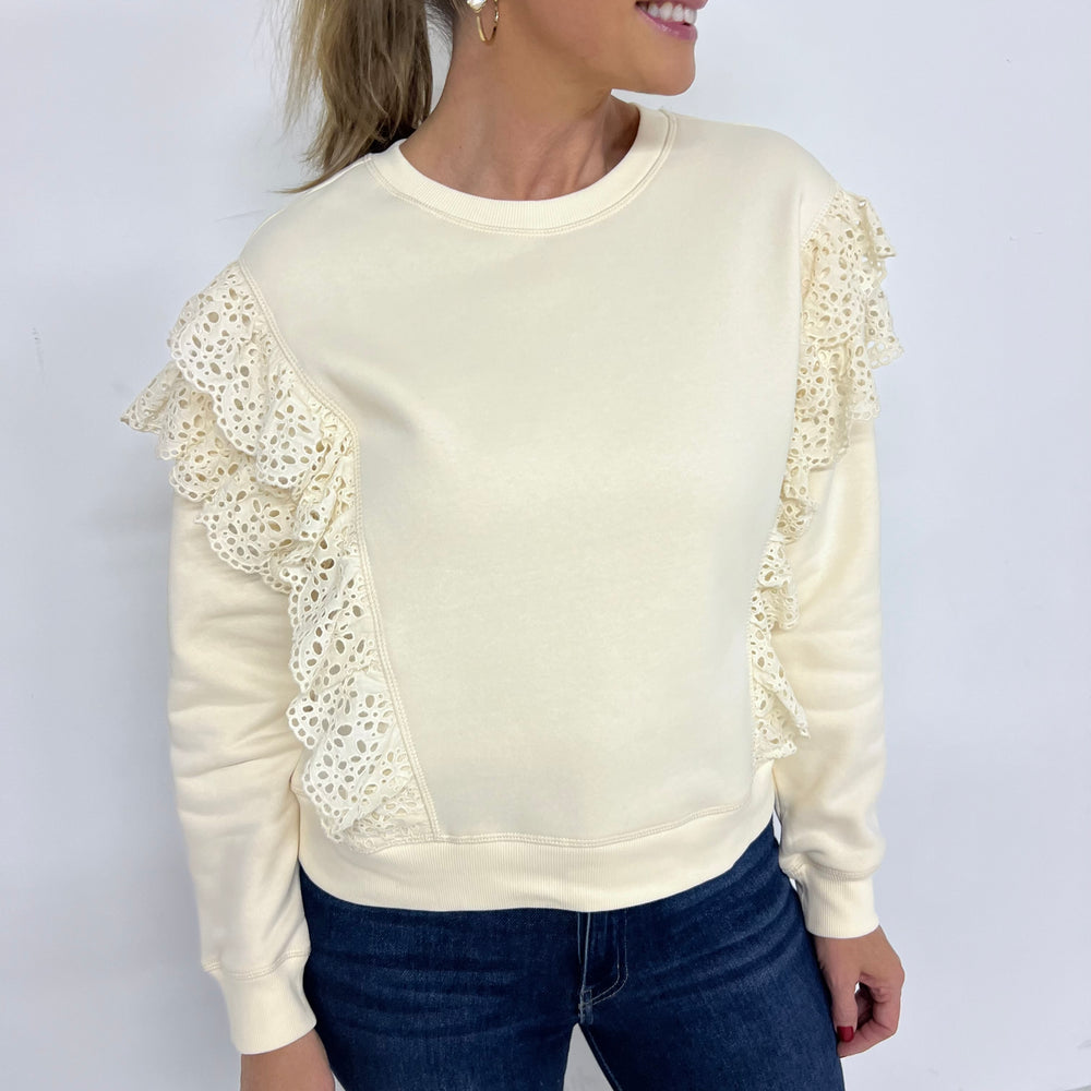 Merritt Eyelet Sweatshirt (Cream)