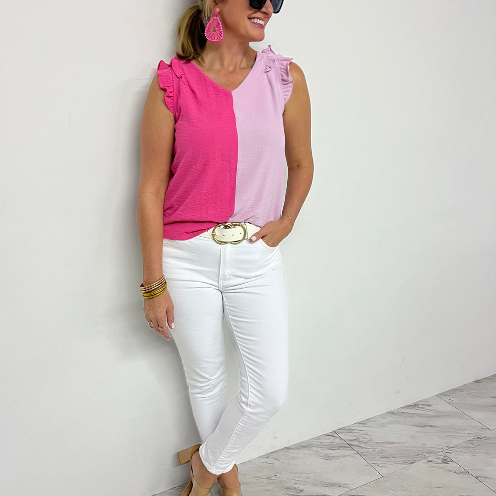 
                  
                    Candy Pink Color Block Top- FINAL SALE
                  
                