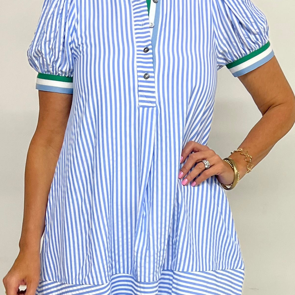 Beck Blue + White Stripe Dress