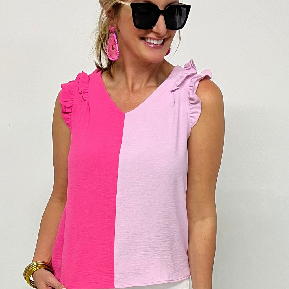 
                  
                    Candy Pink Color Block Top- FINAL SALE
                  
                