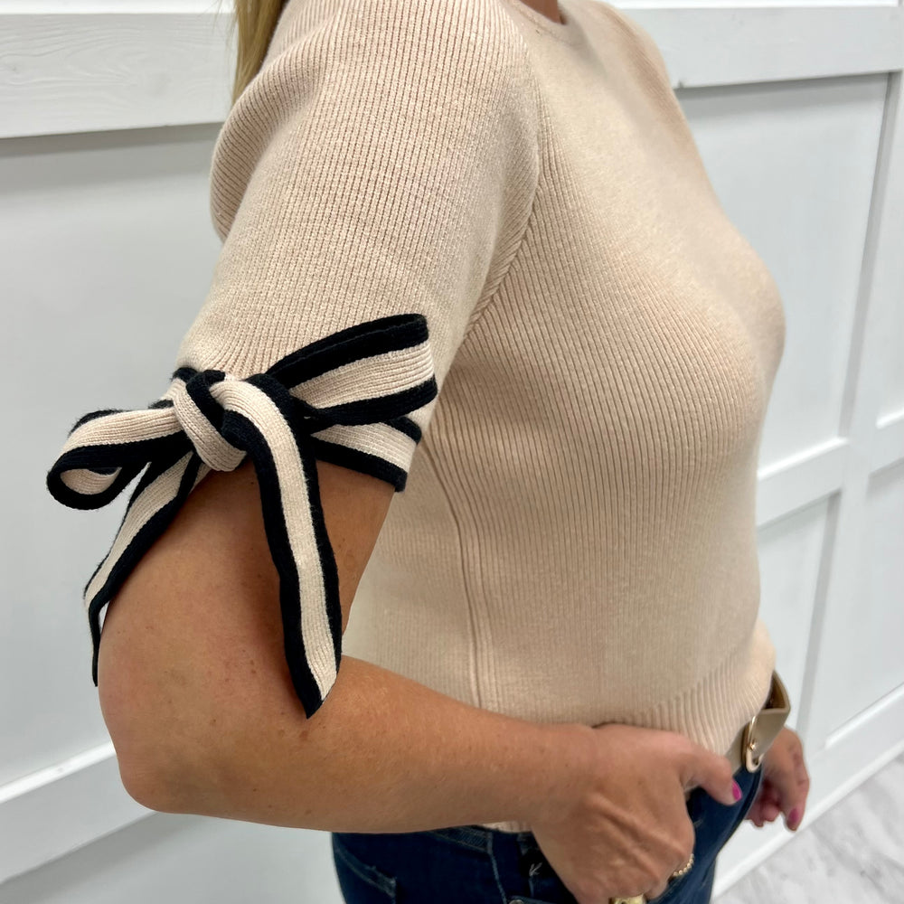 Adelaide Bow Sleeve Sweater (Taupe)