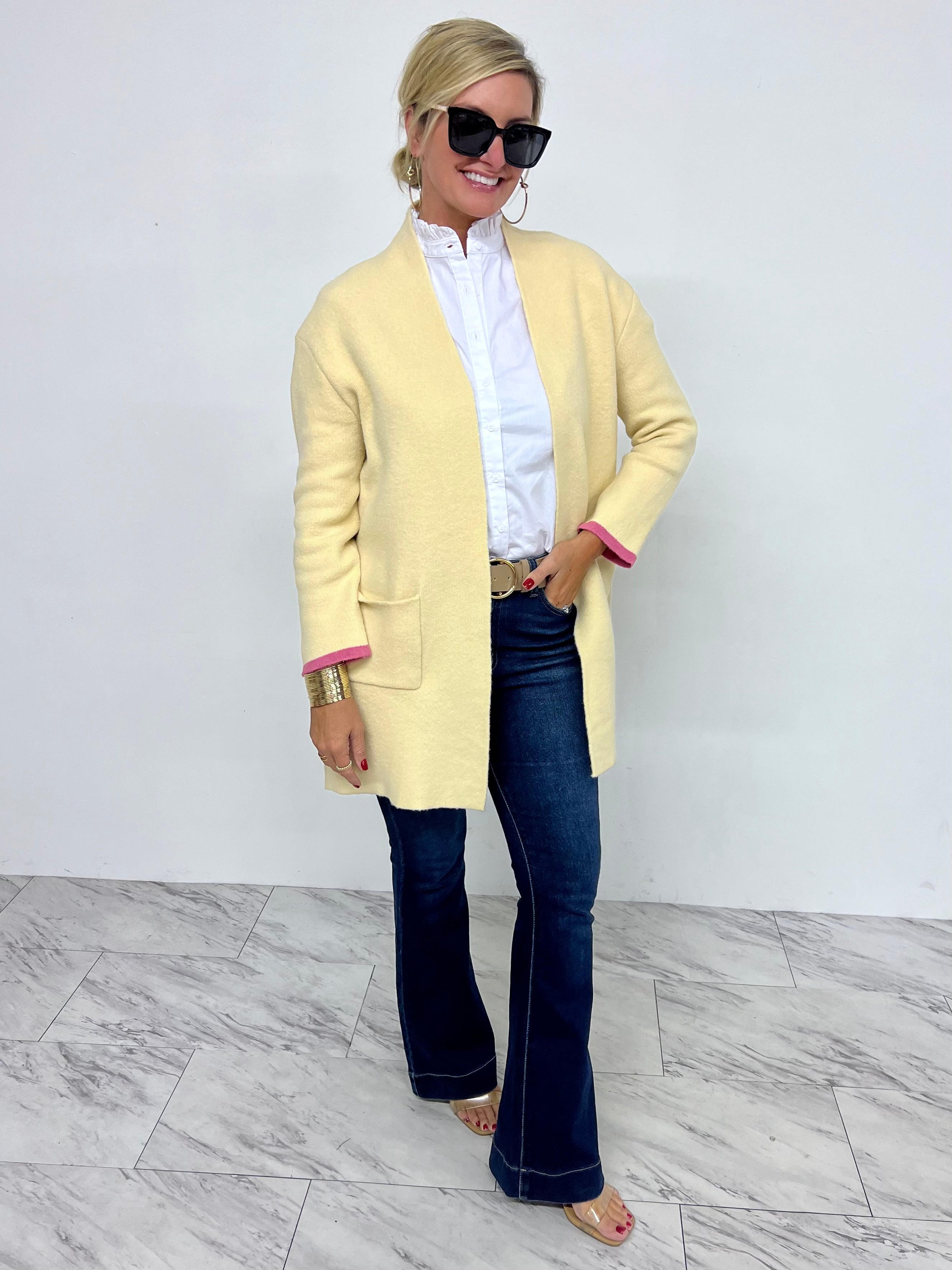 Standford Cardigan (pink stripe)-FINAL SALE – shop chartreuse Standford Cardigan (pink stripe)-FINAL SALE – shop chartreuse