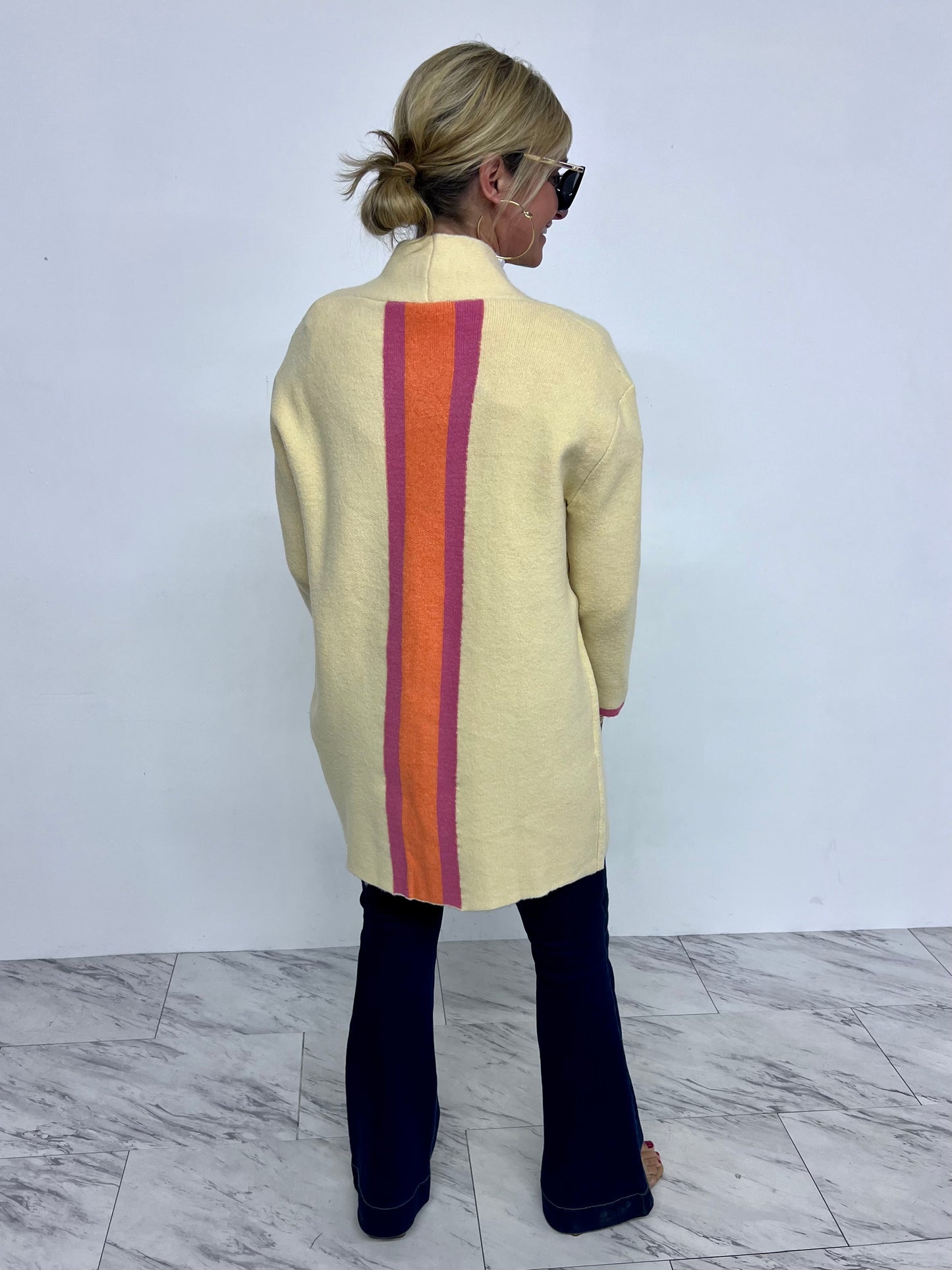 Standford Cardigan (pink stripe)-FINAL SALE