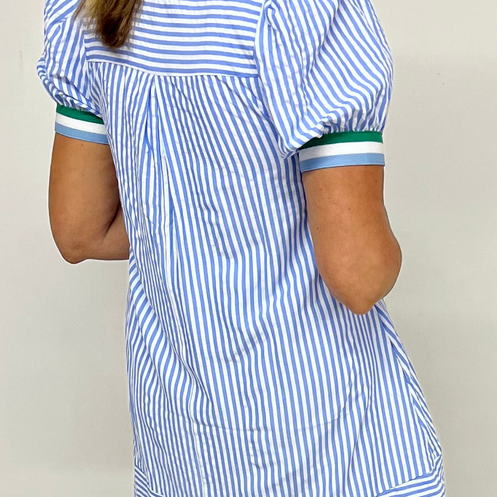 
                  
                    Beck Blue + White Stripe Dress
                  
                