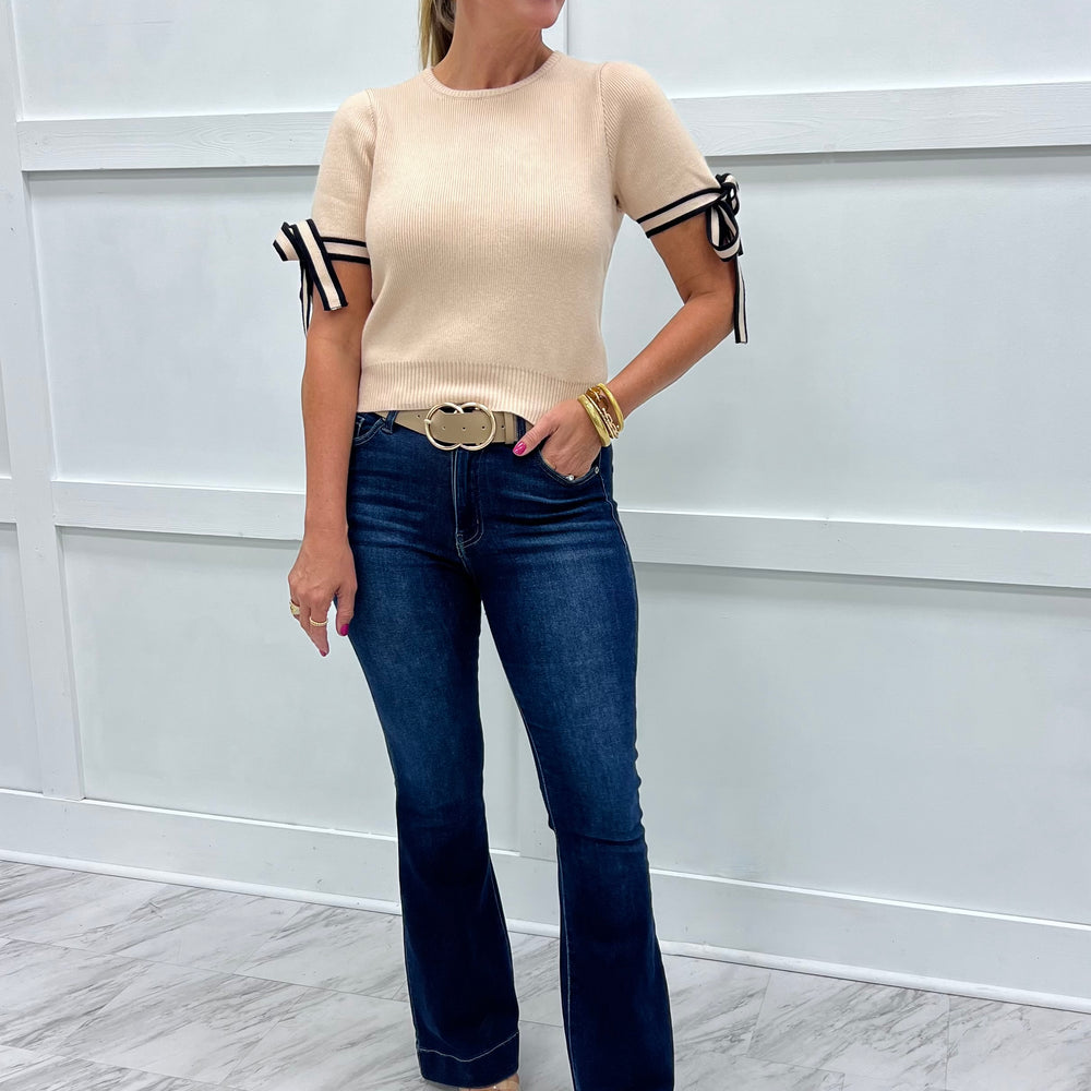 Adelaide Bow Sleeve Sweater (Taupe)