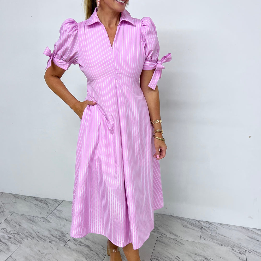 Penny Pink Tie Sleeve Dress