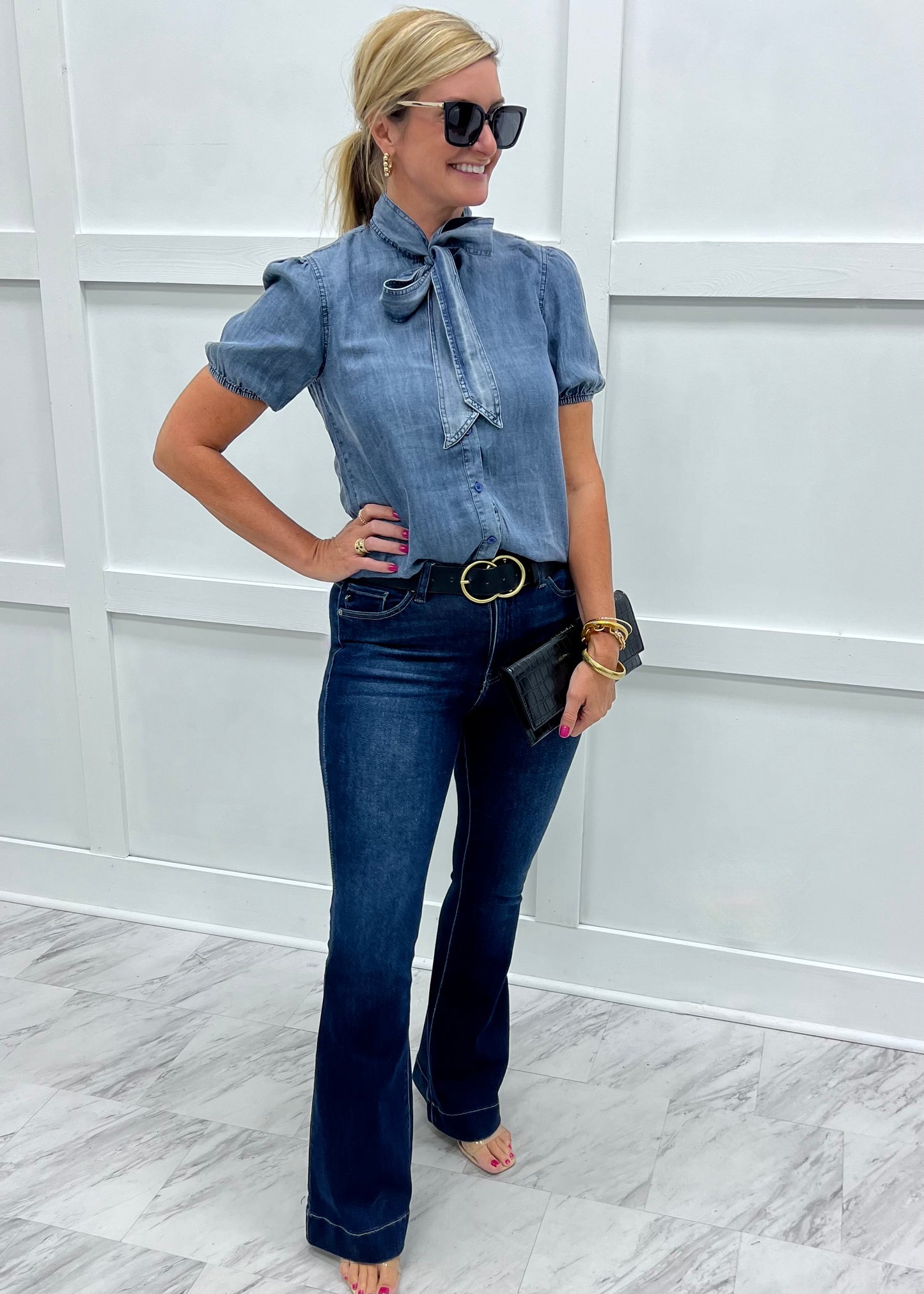 Indigo Grace Chambray Top
