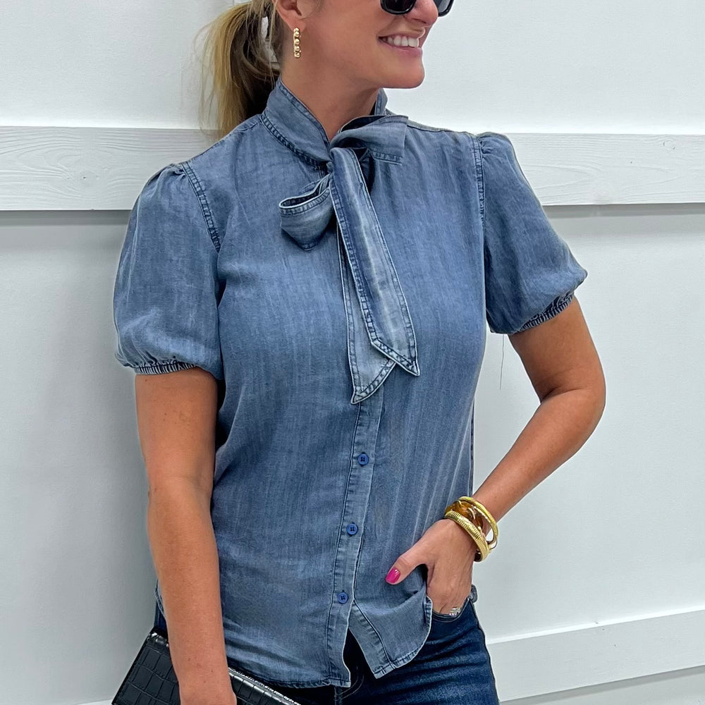 
                  
                    Indigo Grace Chambray Top
                  
                
