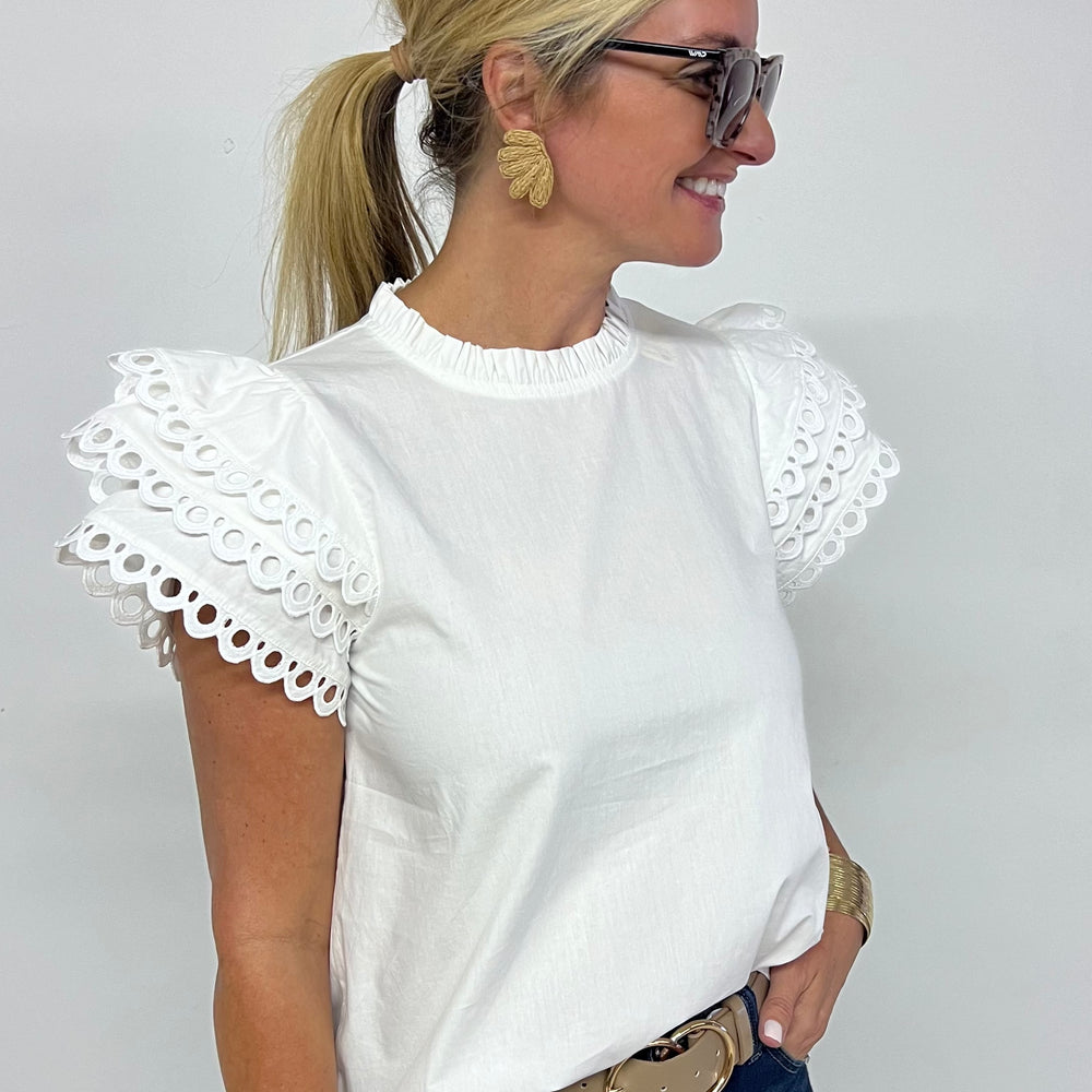 Perfect Day White Circle Detail Top