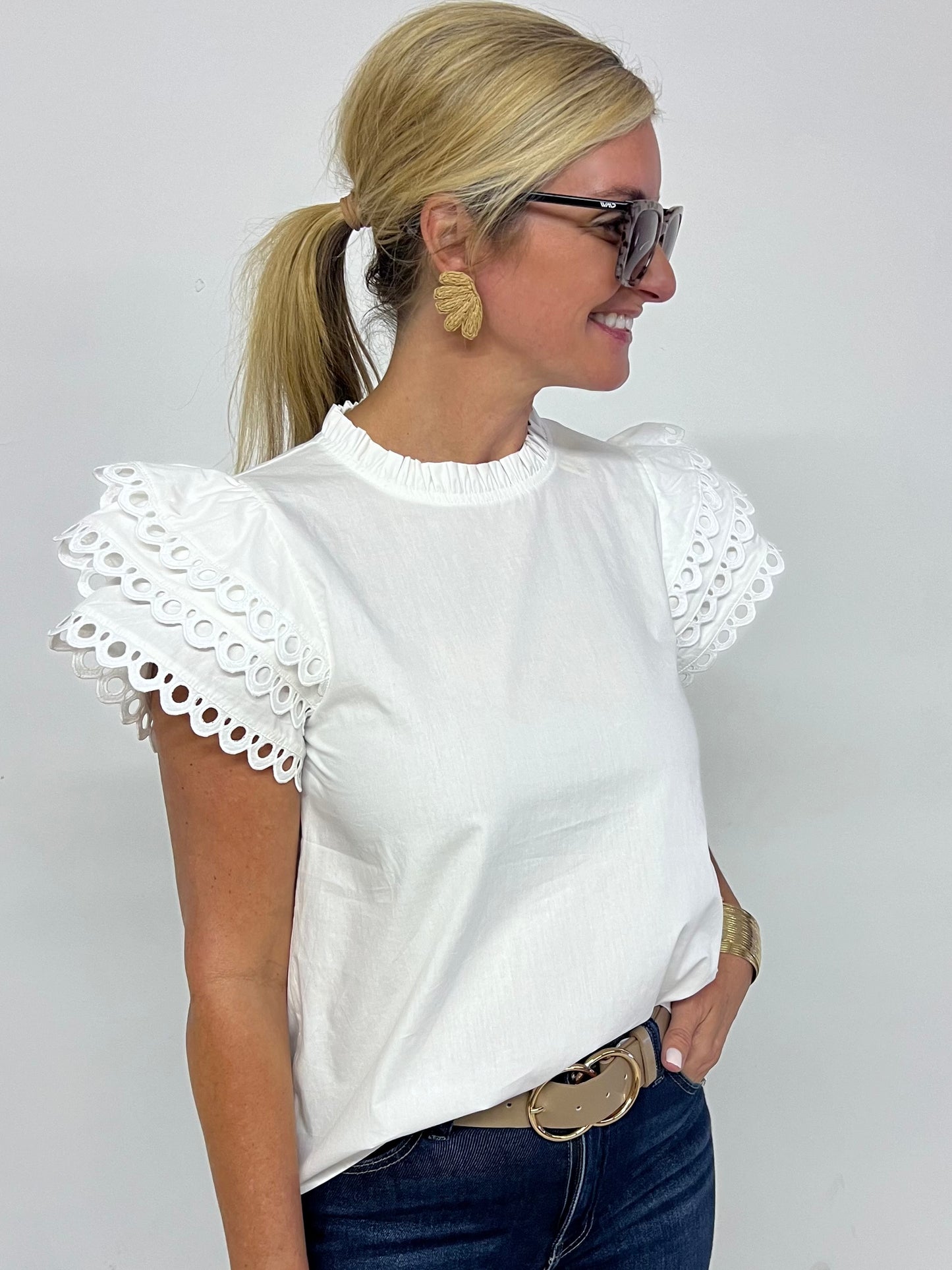 Perfect Day White Circle Detail Top