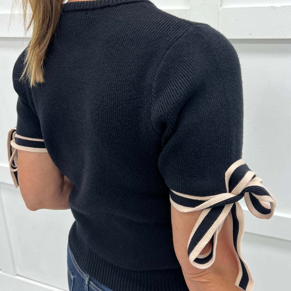 Adelaide Bow Sleeve Sweater (Black)