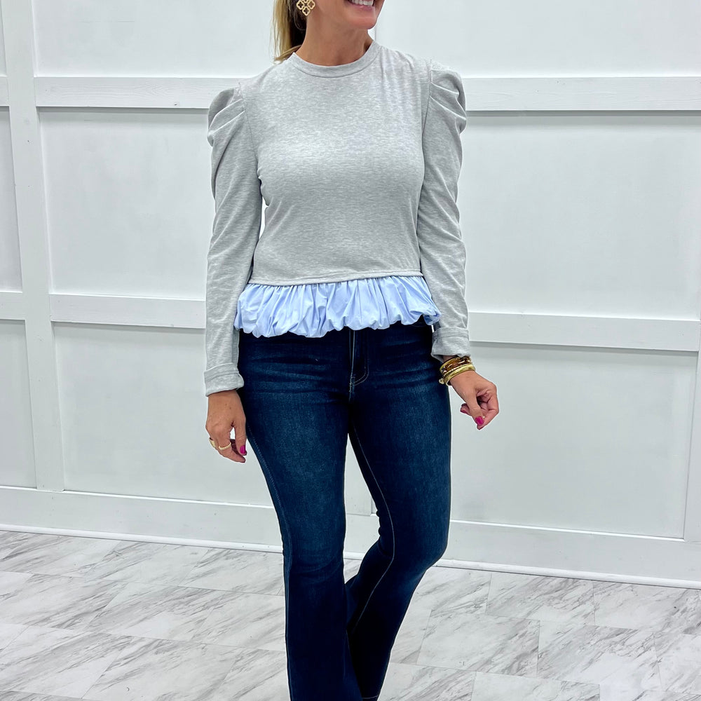 
                  
                    Mason Grey + Bubble Hem Top
                  
                