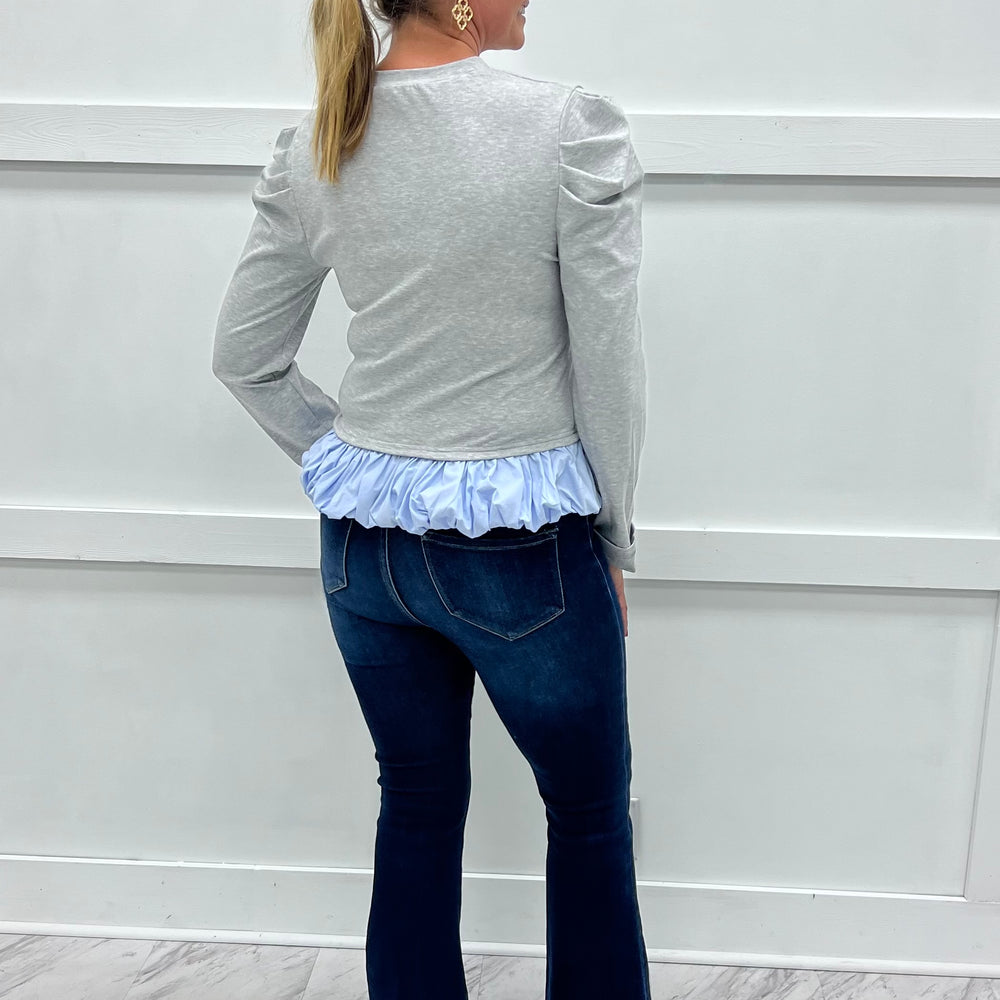 
                  
                    Mason Grey + Bubble Hem Top
                  
                