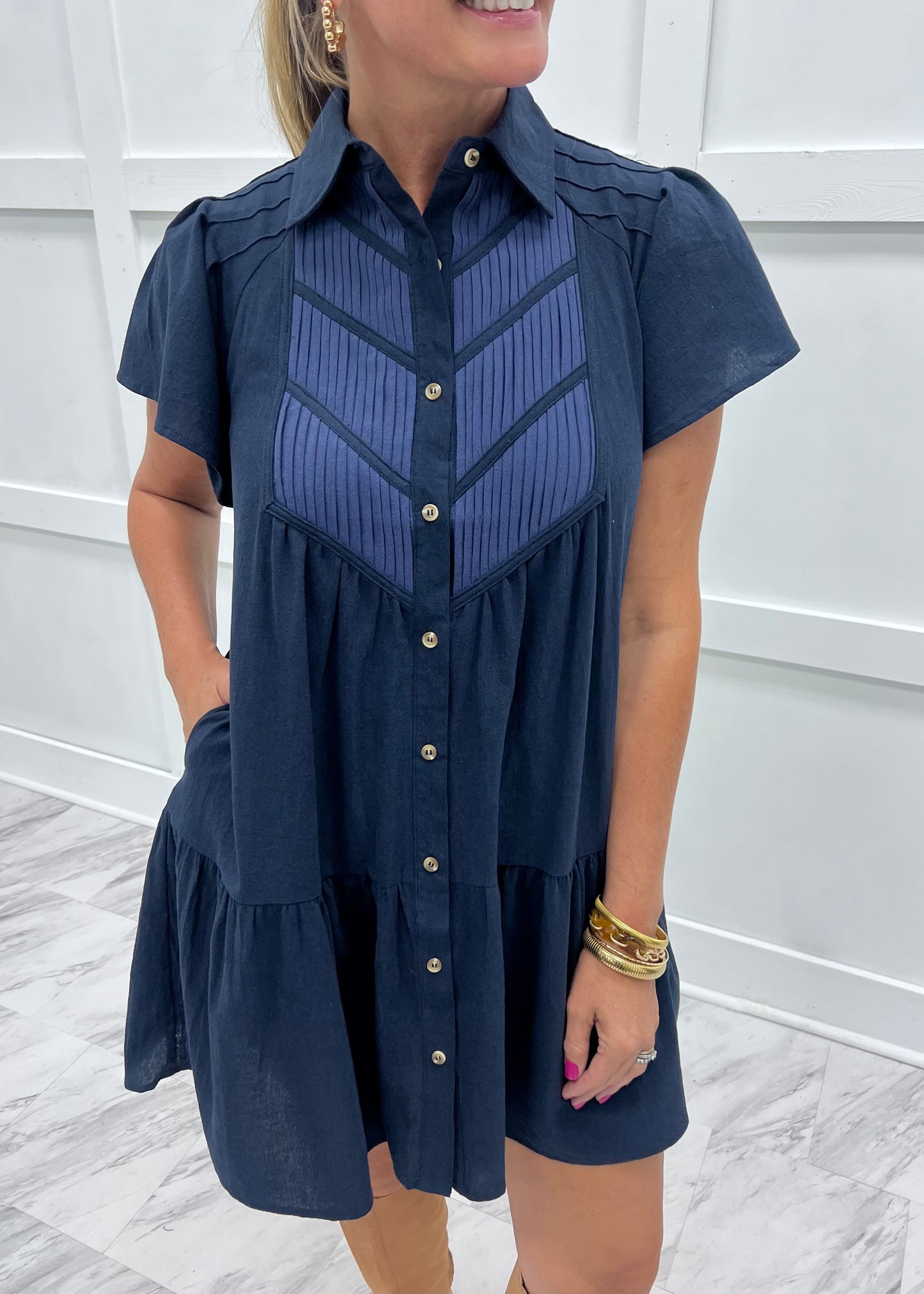 Point Of View Dress (Navy)