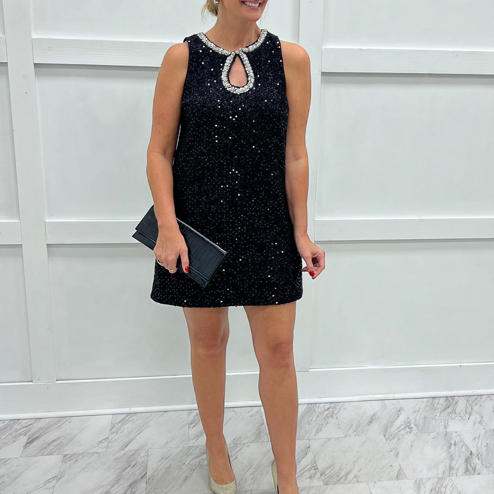 Chic In The City Black Sequin Dress