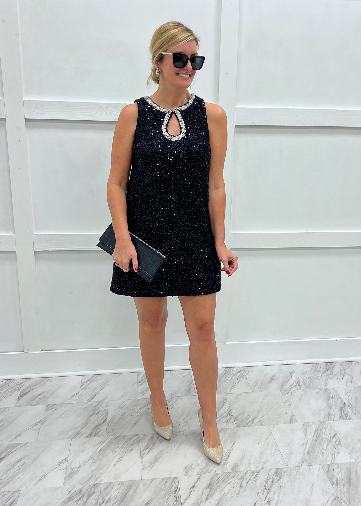 Chic In The City Black Sequin Dress