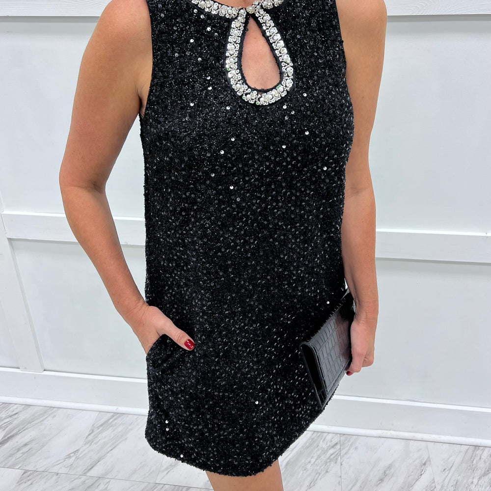 Chic In The City Black Sequin Dress
