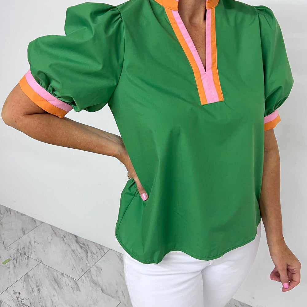 
                  
                    Can't Forget You Stripe Detail Top (Green)
                  
                