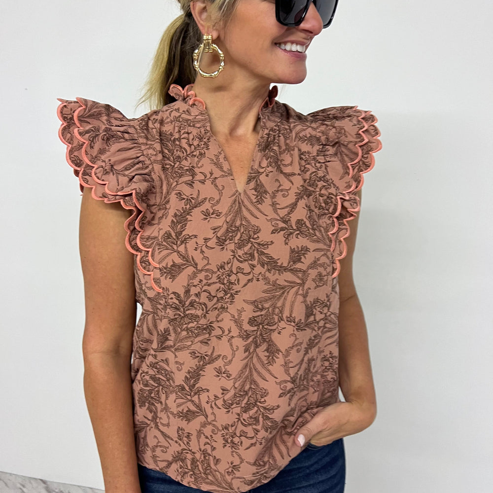 Everly Toile + Scallop Top - FINAL SALE