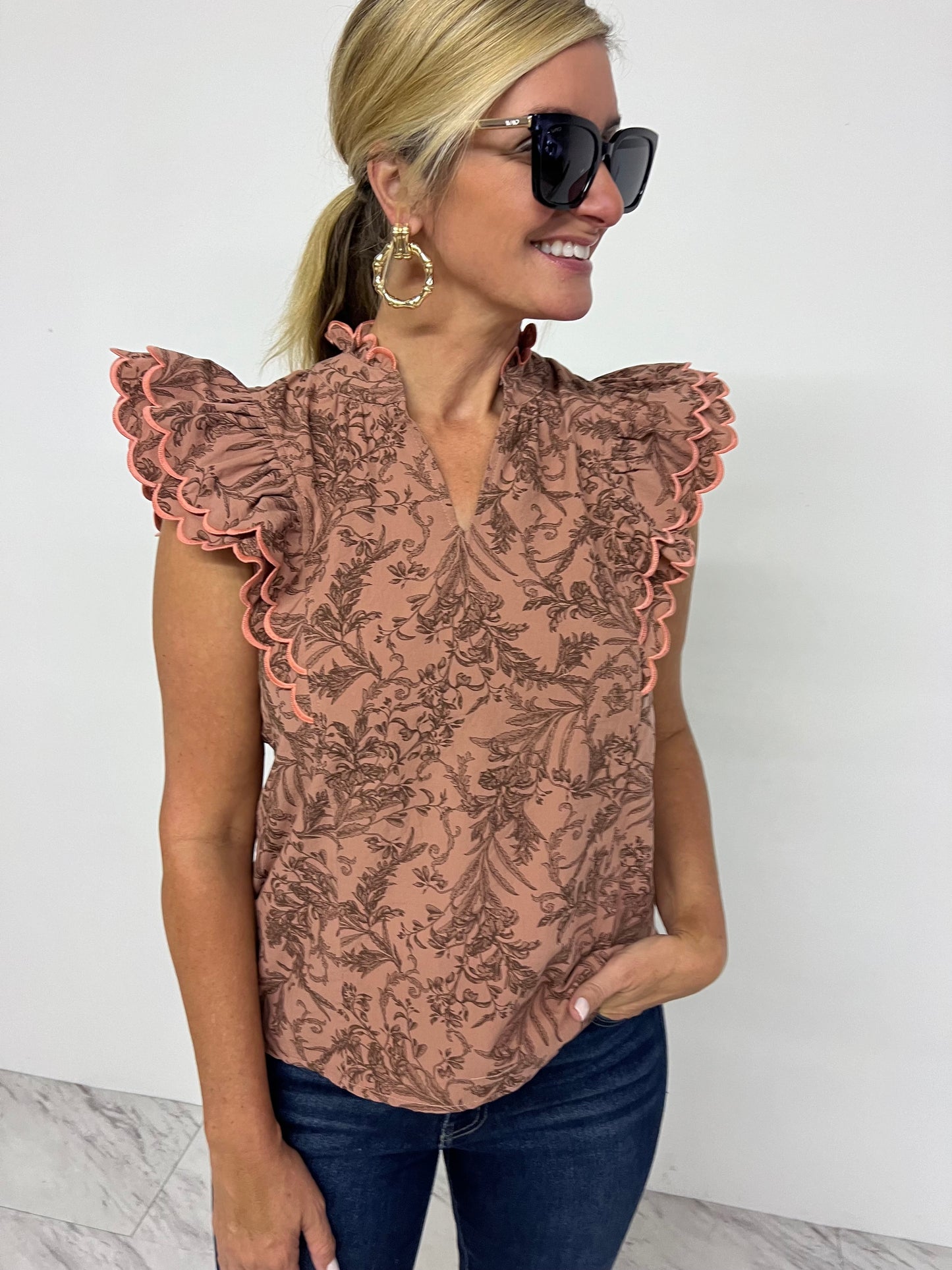 Everly Toile + Scallop Top - FINAL SALE